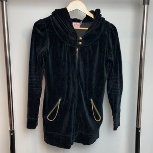 Juicy Couture Velour Gold Accent Long Line Zippy